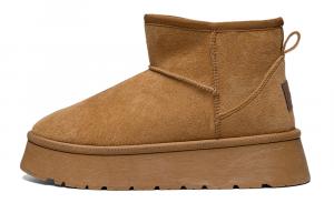 RENBEN Женские короткие зимние сапоги хаки на плоской подошве, цвет Khaki (Flat)