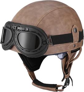 Полушлем кожаный Guenzo Retro, коричневый