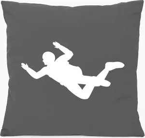 Подушка для дивана Huuraa, подарочная, силуэт прыжка с парашютом, 40x40 см, с наполнителем из хлопка стального серого цвета, сувенир для прыжка с парашютом Hellweg Druckerei