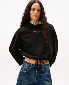 Женская укороченная толстовка с блестками и линейным рисунком Tommy Jeans, Black