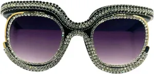 Женские солнцезащитные очки Melrose Luxury Oversized Diamond Sunglasses Rhinestone Square UV400 Multicolor Shades Female Sun Glasses Eyewear 9051, Black'