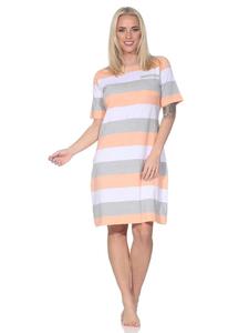 Ночная рубашка с короткими рукавами и полосками, размер 125 214 101, цвет абрикосовый NORMANN