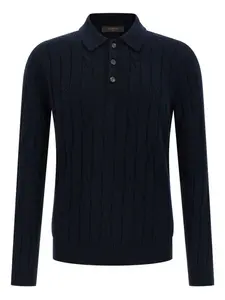 Рубашка-поло с застежкой на пуговицы из трикотажного полотна Zanone, синий