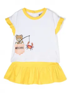 Комплект из топа и юбки с принтом Leo Teddy Moschino Kids, белый