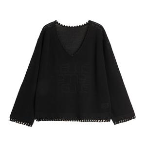 Трикотажная водолазка с V-образным вырезом ELLE, черный