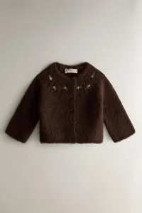 Детский кардиган из альпаки Zara, шоколадно-коричневый