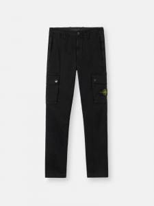 Узкие брюки-карго с карманами на молнии Stone Island 3100034 STRETCH ORGANIC BROKEN TWILL COTTON 'OLD' EFFECT, черный