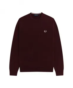 Классический вязаный свитер с круглым вырезом. Fred Perry, красный