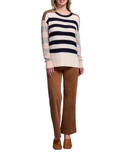 Женский мягкий вязаный свитер в полоску с вырезом-лодочкой TRIBAL, Sapphire