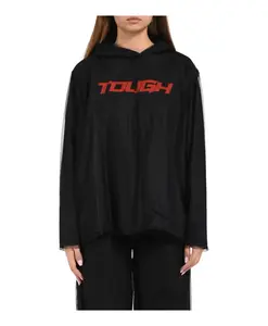 Толстовка Tã¼Ll-Mix-Hoodie с принтом 'tough' Msgm, черный