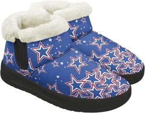 Зимние женские ботинки с меховой подкладкой, легкие ботильоны с защищенной от скольжения подошвой EVA, удобные и теплые зимние обувь Chririnla, Blue Star Print