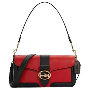 COACH Сумка Georgie из кожи, кроссбоди, Bacchus, средняя, женская, красная и черная