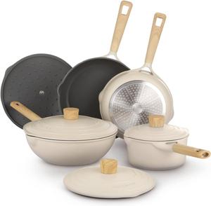 Набор посуды Kasanova с антипригарным покрытием, 8 предметов, кремовый