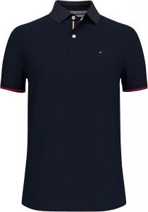 Мужская рубашка-поло Tommy Hilfiger с коротким рукавом из хлопка пике с флагом, индивидуальная посадка, Sky Captain