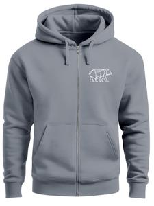 Neverless Толстовка с молнией 'Bär Lineart Polygon' в темно-сером цвете