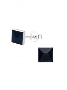 Alexander York Квадратные черные серьги-гвоздики, 5 мм, из серебра 925 пробы
