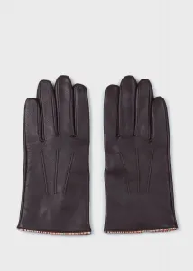 Кожаные перчатки с фирменной полосатой окантовкой