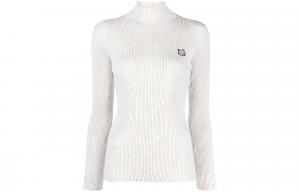 Maison Kitsune Толстовка с лисьей аппликацией и воротником-стойкой, светло-серый меланж