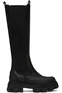 Черные высокие ботинки челси с тиснением GANNI