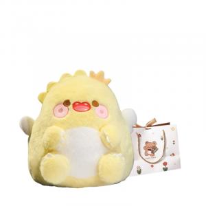 Милые макаронные мини-динозавры плюшевые куклы высота 30см OU DI PIG, Yellow+Bear Shopping Bag