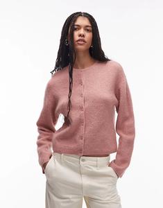 Кардиган из альпаки и шерсти с пуговицами спереди & Other Stories в винтажном розовом цвете