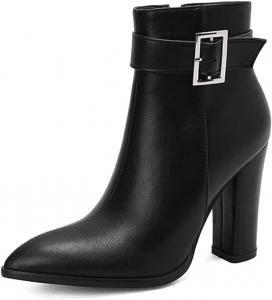 Элегантные женские ботильоны MRKEWUNEY с среднем каблуком и боковой застежкой-молнией, 98 Black