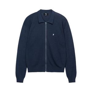 Поло Stussy Light Weight Long-Sleeve Zip 'Navy', синий