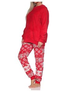NORMANN Пижама в норвежском стиле из красного кораллового флиса