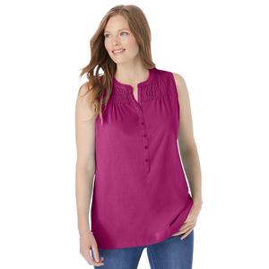 Женщина в женской майке Henley со сборками больших размеров Woman Within, цвет Raspberry