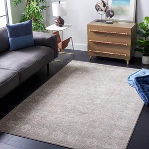 Ковер SAFAVIEH, 201 x 201 см, Sofia Collection, Tan & Blue, винтажный восточный дистресс-дизайн, без линьки и простой в уходе, идеален для помещений с высокой проходимостью в гостиной, спальне (SOF330A)