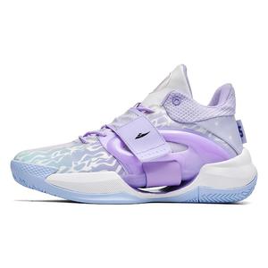 Kuding Амортизирующие нескользящие баскетбольные кроссовки мид-топ унисекс бело-фиолетовые, цвет White Purple