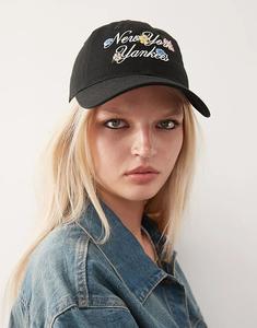 Кепка New Era Womens NY Yankees 9twenty с цветочным принтом, черная