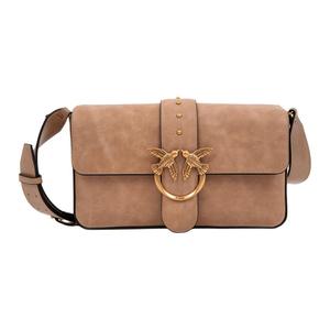 PINKO Кожаная сумка через плечо женская бежевая