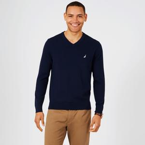 Nautica Mens Big & Tall джерси свитер с V-образным вырезом, темно-синий