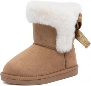 Зимние сапоги Juicy Couture для девочек, теплые с утеплителем, модные ботильоны средней высоты, наружные снежные сапожки для малышей/маленьких детей/старших детей, Natural-King R