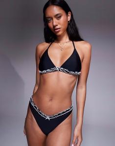 Эксклюзивный комплект из бикини-топа Frolic с контрастным бантом черного цвета