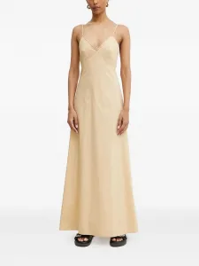 Платье макси на тонких бретелях с V-образным вырезом Patrizia Pepe, нейтральный