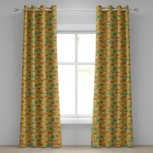 Штора ABAKUHAUS Краб с люверсами, морская тема, мультяшный рисунок с милыми крабами, звездами и ракушками, декоративная, двухпанельная, 280 см x 225 см, цвет светло-кофейный Abakuhaus