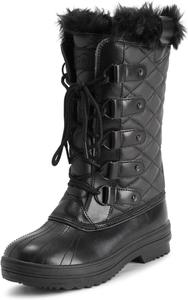 Женские зимние сапоги POLAR из нейлона с высокой голенью, утепленные мехом, водонепроницаемые и теплые, Black Leather Mono