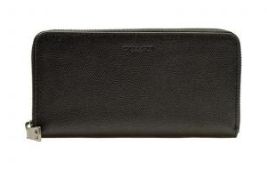 Женский кожаный кошелек Coach Cross Grain, черный