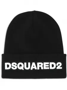 Шапка бини в рубчик с нашивкой-логотипом Dsquared2, черный