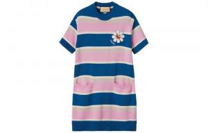 Платье женское Gucci с короткими рукавами, синий / розовый