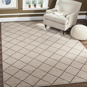 Ковер SAFAVIEH, 201 x 280 см, коллекции Tunisia, Creme & Brown, марокканский племенной дизайн, не линяет и прост в уходе, идеален для помещений с высокой проходимостью в гостиной, спальне (TUN294D)