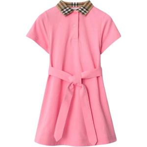 Детское платье с лацканами миди Burberry, розовый