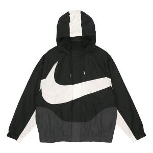 Куртка Men's Nike Sportswear Swoosh Hooded Woven Large Logo Jacket Autumn Black, черный