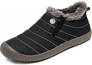 Мужская водонепроницаемая обувь, женские зимние ботинки, утепленные плюшевые ботинки с противоскользящей подошвой YAMIELO, Black