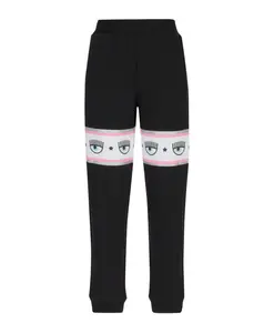 Хлопковые спортивные брюки Maxi logomania Chiara Ferragni Collection, черный
