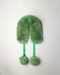 Шарф из лисьего меха с помпоном в тон De la Roca, зеленый