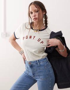 Футболка с принтом «пони-ап» в винтажном белом цвете Wrangler