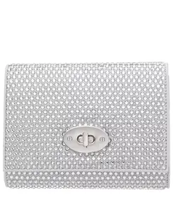 Сумка кросс-боди с клапаном, украшенная крупными кристаллами Nina, серебряный